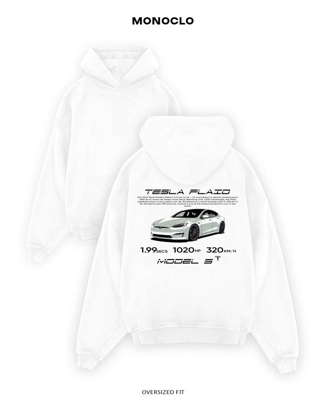 Худі Monoclo Tesla Model S Plaid - shop_name Білий