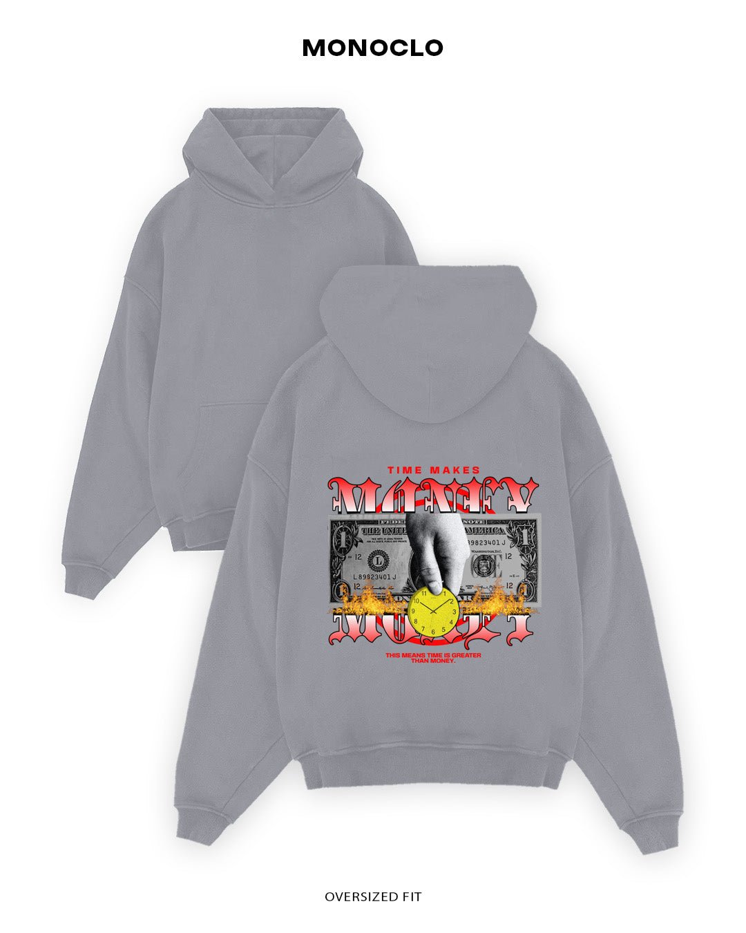 Худі Monoclo Time Makes Money - shop_name Сірий