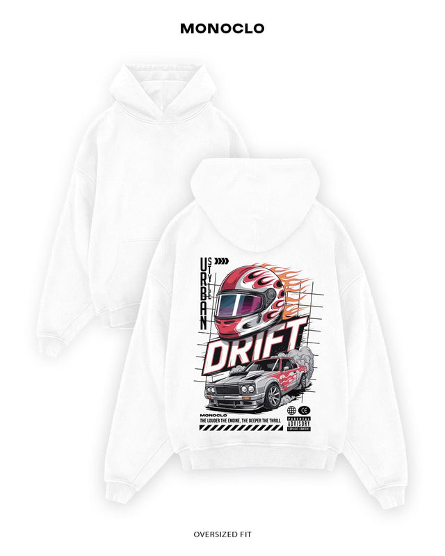 Худі Monoclo Urban Drift - The Louder the Engine, the Deeper the Thrill - shop_name Білий