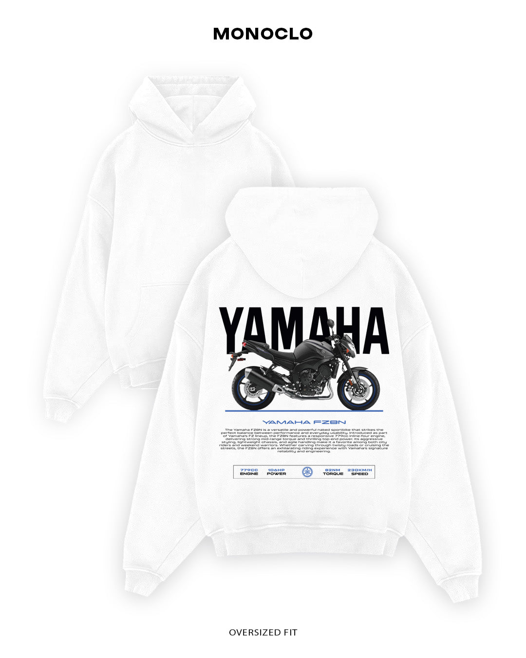 Худі Monoclo Yamaha FZ8N - shop_name Білий