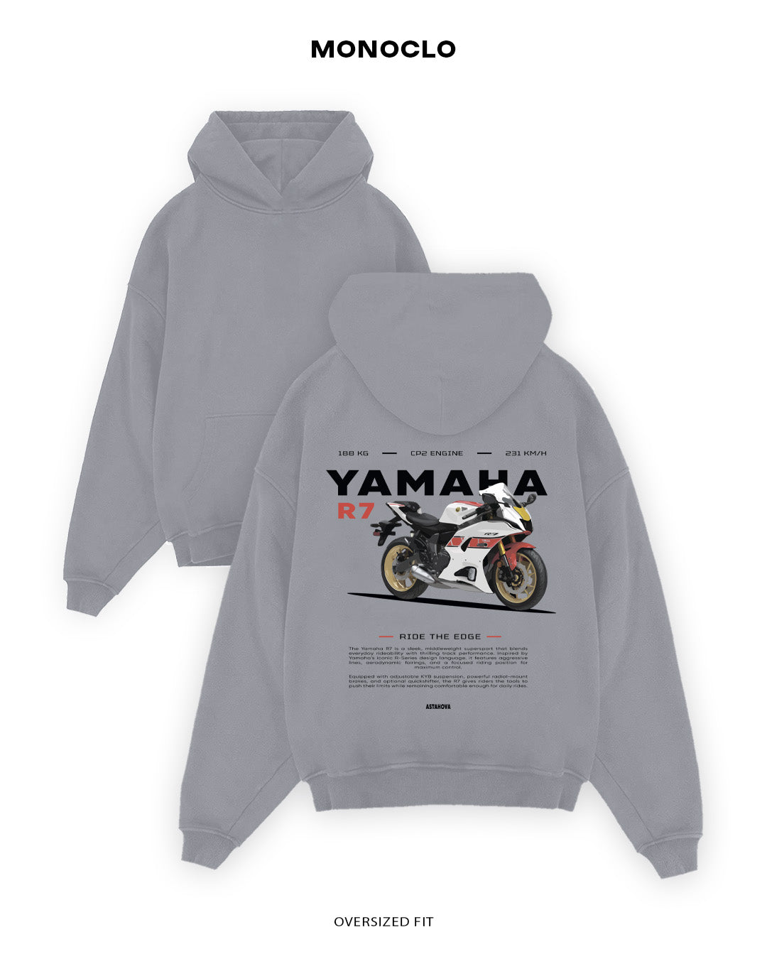 Худі Monoclo Yamaha R7 - shop_name Сірий