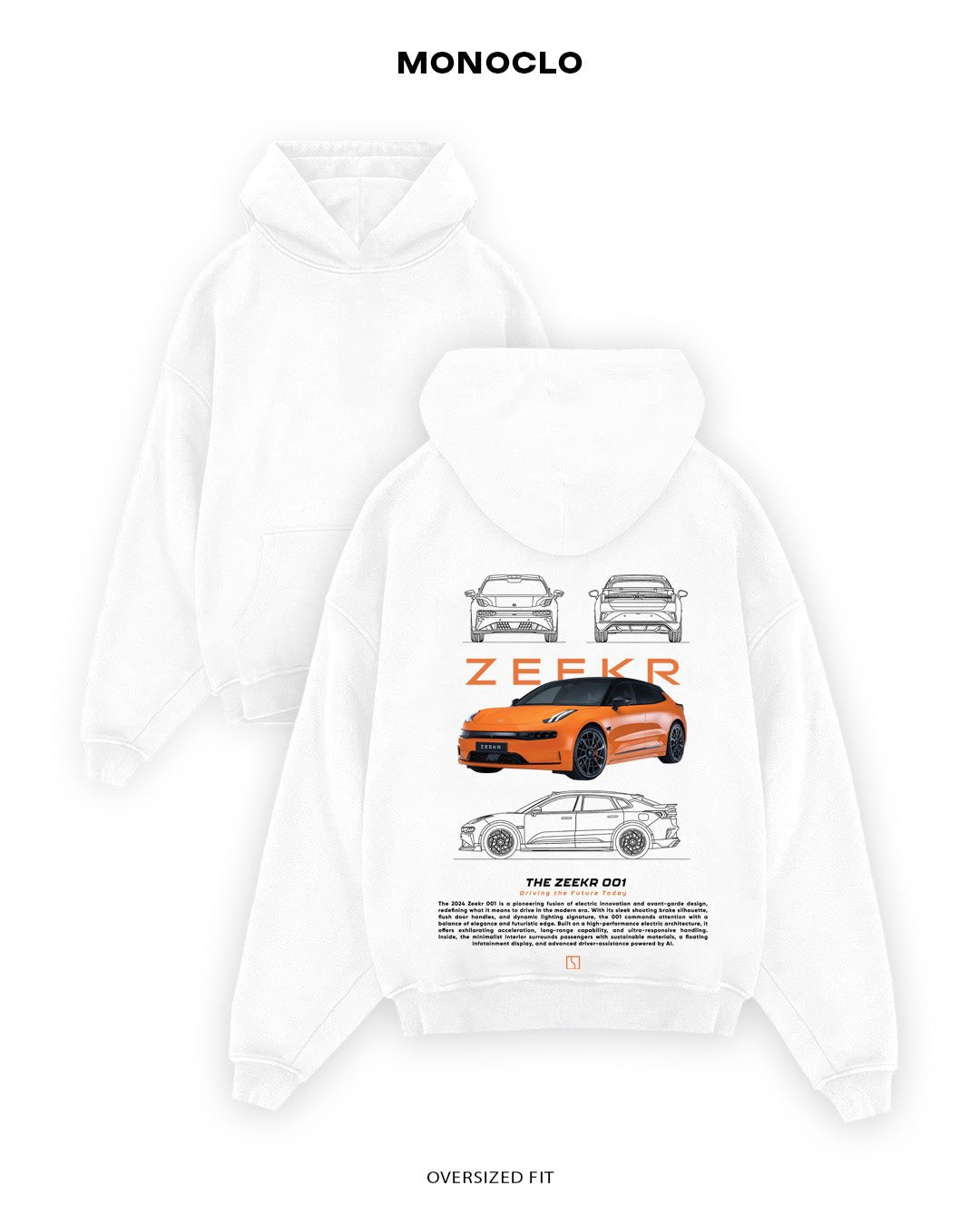 Худі Monoclo Zeekr 001 Orange - shop_name Білий