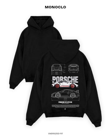 Худі Porsche 911 Classic чорне оверсайз — Monoclo