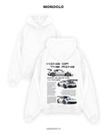 Худі з принтом Porsche 911 King Edition, біле, оверсайз — Monoclo