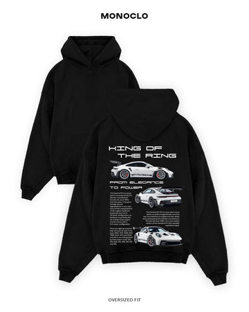 Худі з принтом Porsche 911 King Edition, чорне, оверсайз — Monoclo