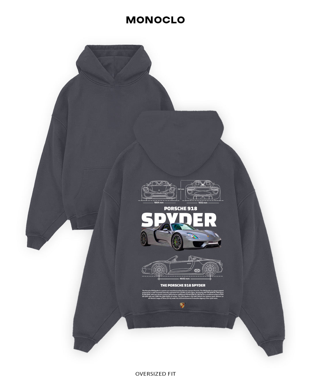 Худі Porsche Spyder 918 Gray - MONOCLO UA