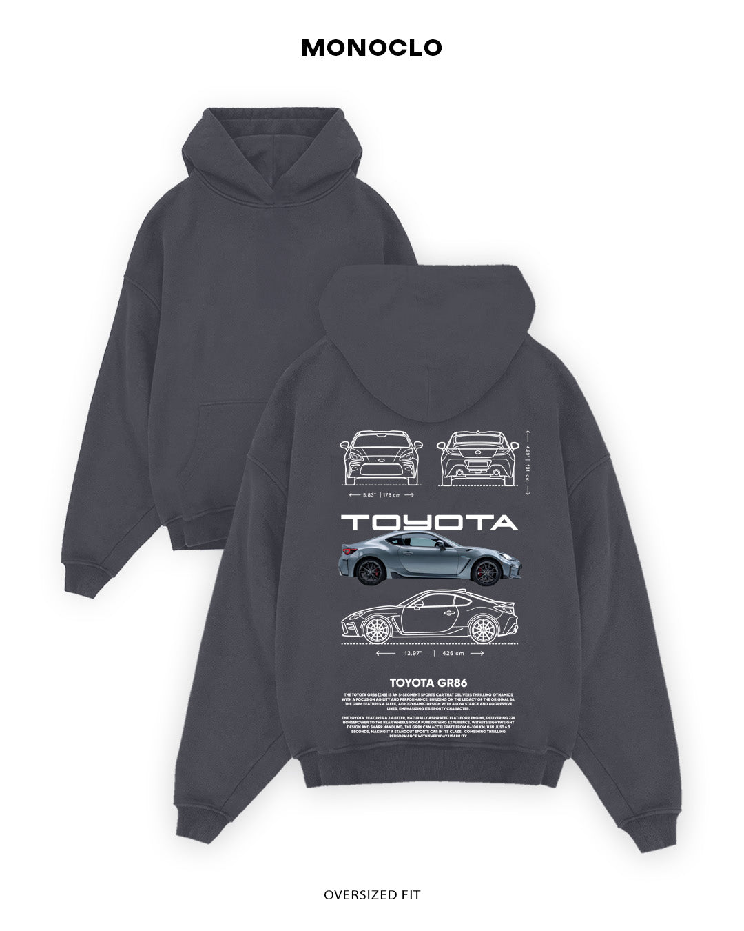Худі Toyota GR86 Gray - MONOCLO UA