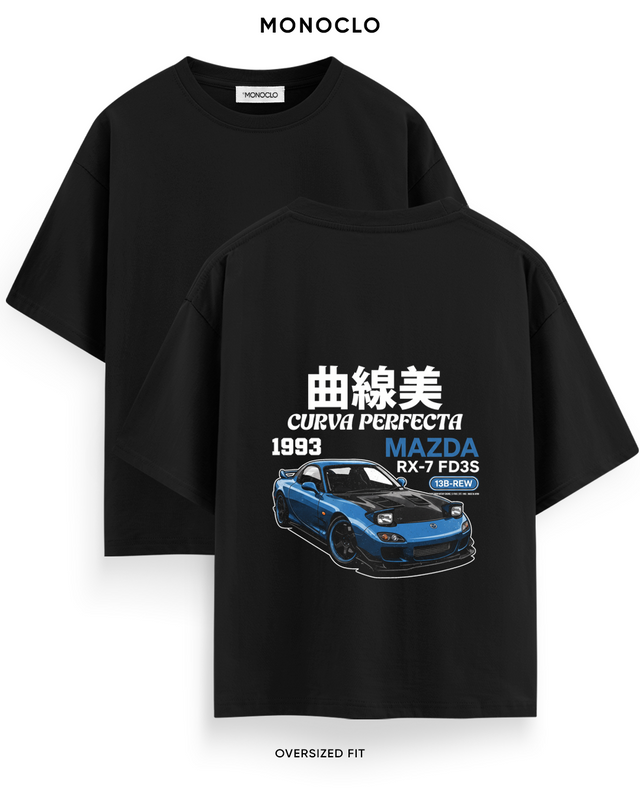 Чорна футболка Mazda RX-7 FD3S, принт на спині