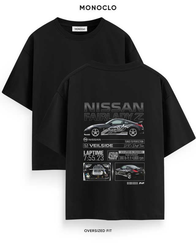 Футболка Monoclo Nissan Fairlady Z Veilside DK Drift Team — чорний, принт на спині 39 см
