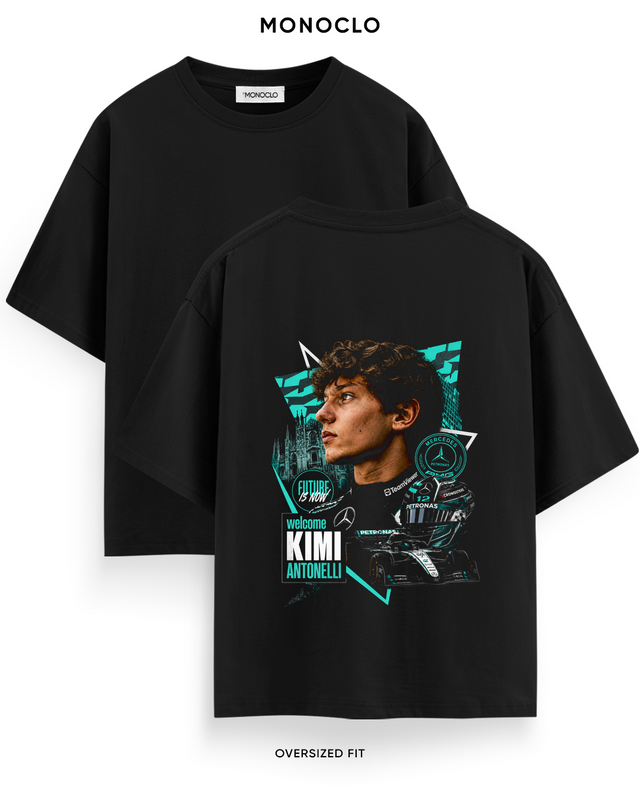 Футболка Monoclo Kimi Antonelli 12 Mercedes F1 — Чорний