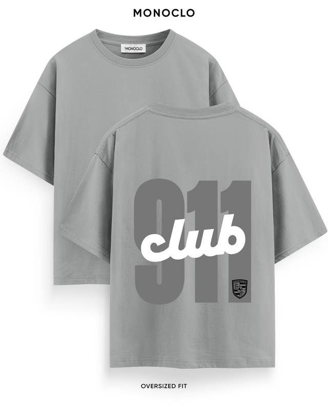 Футболка Monoclo Porsche 911 Club — Сірий, принт 45 см по центру спини