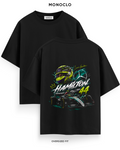 Футболка Monoclo Lewis Hamilton #44 Mercedes Halftone — Чорний, принт 50 см по центру спини