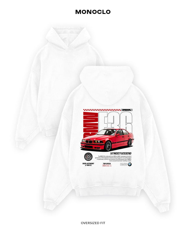 Худі Monoclo BMW E36 Street Legend Red – Білий