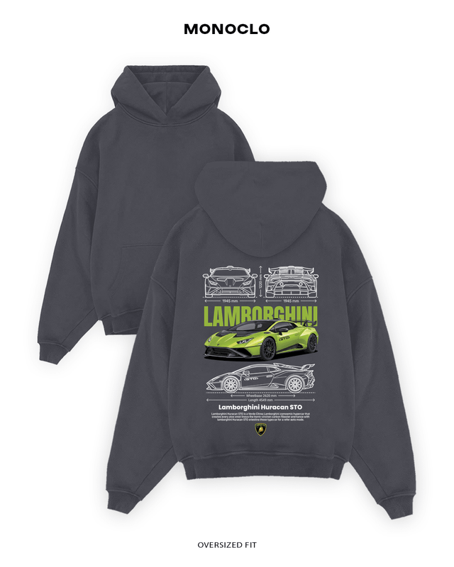 Худі Monoclo Lamborghini Huracan STO Green Blueprint – Сірий
