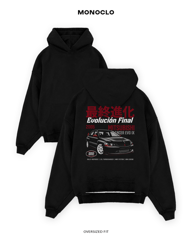 Худі Monoclo Mitsubishi Lancer EVO IX Evolución Final Halftone – Чорний